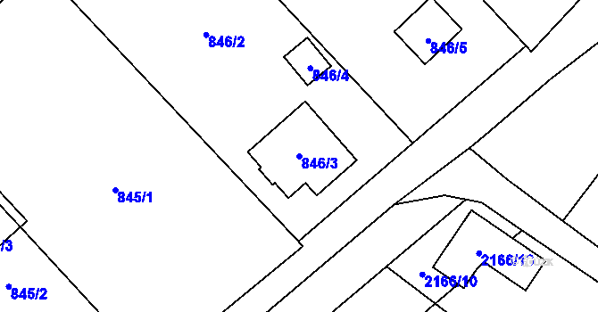 Parcela st. 846/3 v KÚ Pouzdřany, Katastrální mapa