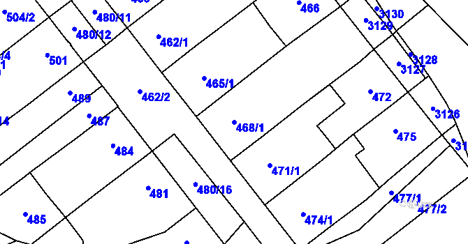 Parcela st. 468/1 v KÚ Pouzdřany, Katastrální mapa
