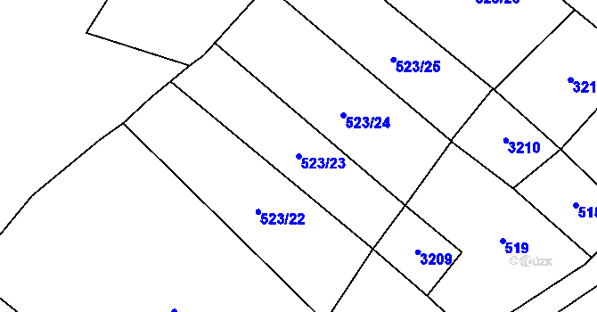 Parcela st. 523/23 v KÚ Pouzdřany, Katastrální mapa