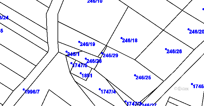 Parcela st. 246/29 v KÚ Pouzdřany, Katastrální mapa