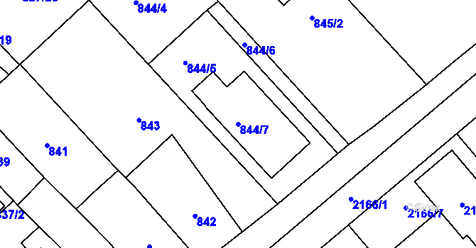 Parcela st. 844/7 v KÚ Pouzdřany, Katastrální mapa