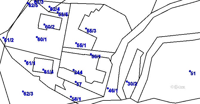Parcela st. 55/2 v KÚ Lužec u Petrova Mlýna, Katastrální mapa