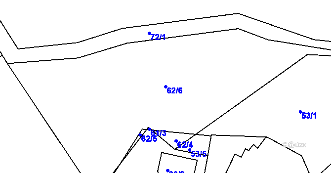 Parcela st. 62/6 v KÚ Lužec u Petrova Mlýna, Katastrální mapa