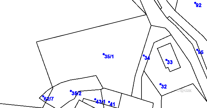 Parcela st. 35/1 v KÚ Lužec u Petrova Mlýna, Katastrální mapa
