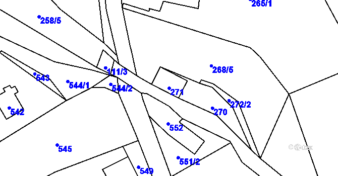 Parcela st. 271 v KÚ Lysá, Katastrální mapa