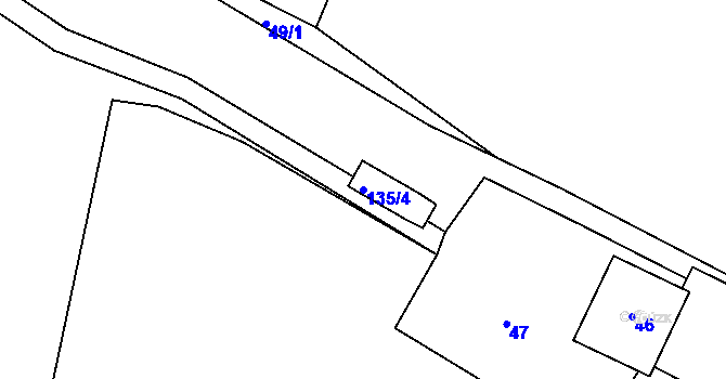 Parcela st. 135/4 v KÚ Lysá, Katastrální mapa