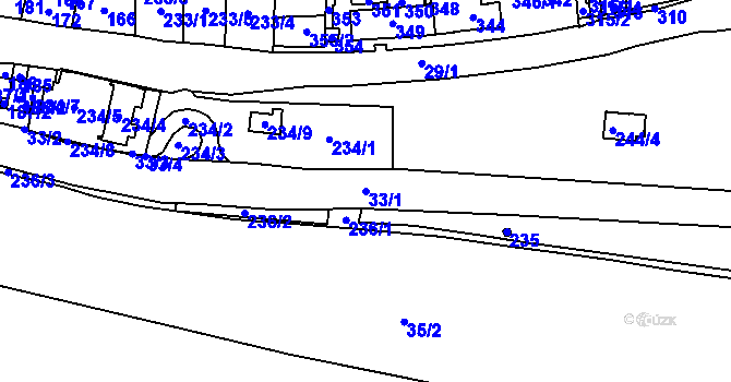 Parcela st. 33/1 v KÚ Neštědice, Katastrální mapa