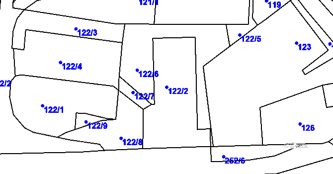 Parcela st. 122/2 v KÚ Neštědice, Katastrální mapa