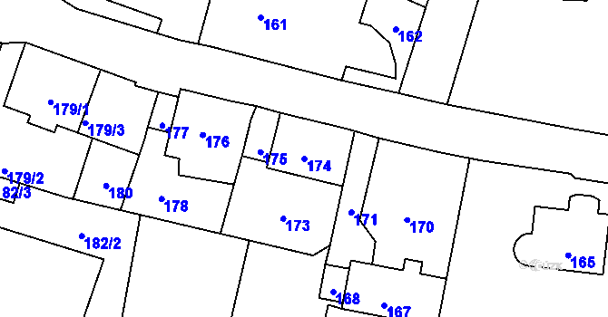 Parcela st. 174 v KÚ Neštědice, Katastrální mapa