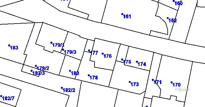 Parcela st. 176 v KÚ Neštědice, Katastrální mapa