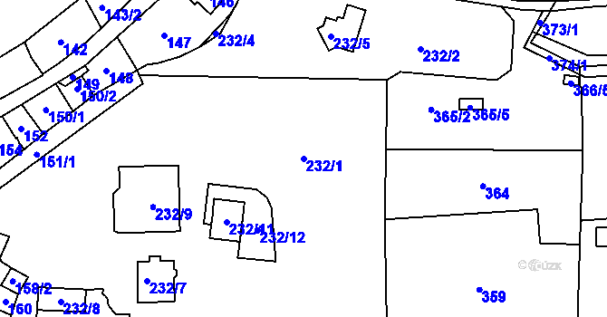 Parcela st. 232/1 v KÚ Neštědice, Katastrální mapa