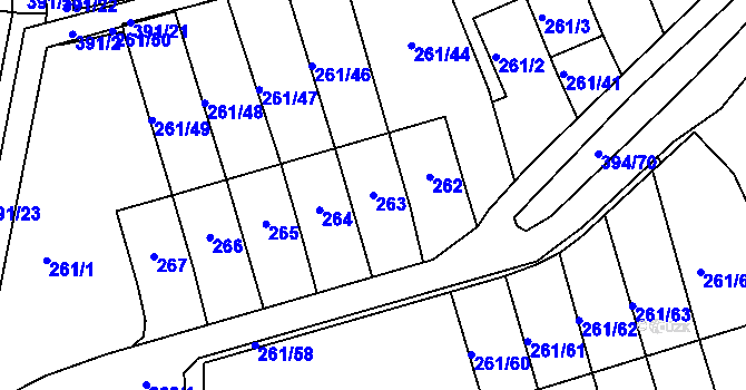 Parcela st. 263 v KÚ Neštědice, Katastrální mapa