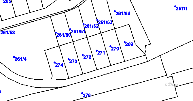 Parcela st. 271 v KÚ Neštědice, Katastrální mapa