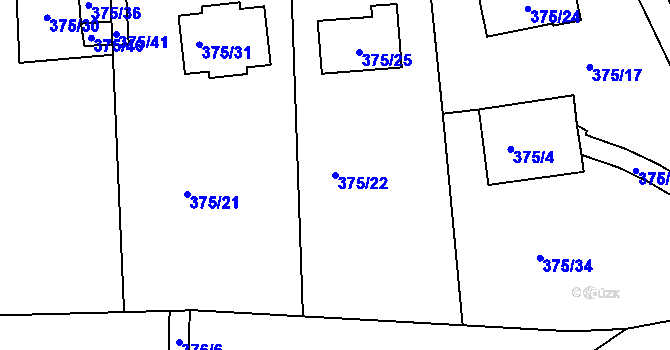 Parcela st. 375/22 v KÚ Neštědice, Katastrální mapa