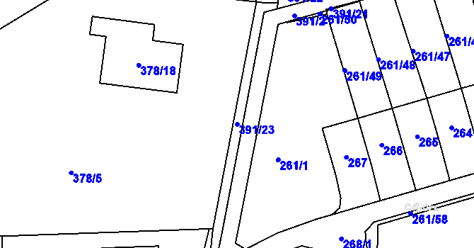 Parcela st. 391/23 v KÚ Neštědice, Katastrální mapa