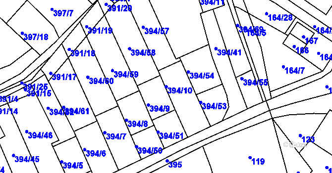 Parcela st. 394/10 v KÚ Neštědice, Katastrální mapa