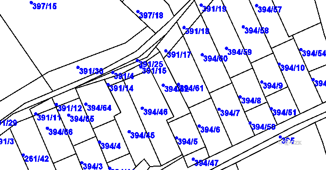 Parcela st. 394/62 v KÚ Neštědice, Katastrální mapa