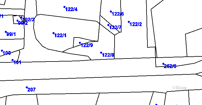 Parcela st. 122/8 v KÚ Neštědice, Katastrální mapa