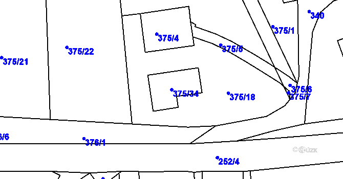 Parcela st. 375/34 v KÚ Neštědice, Katastrální mapa