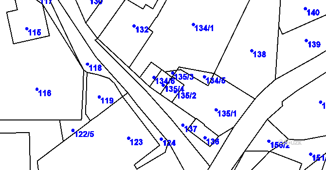Parcela st. 135/4 v KÚ Neštědice, Katastrální mapa