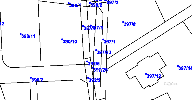 Parcela st. 397/23 v KÚ Neštědice, Katastrální mapa