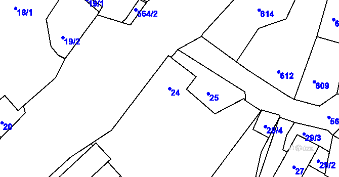 Parcela st. 24 v KÚ Povrly, Katastrální mapa
