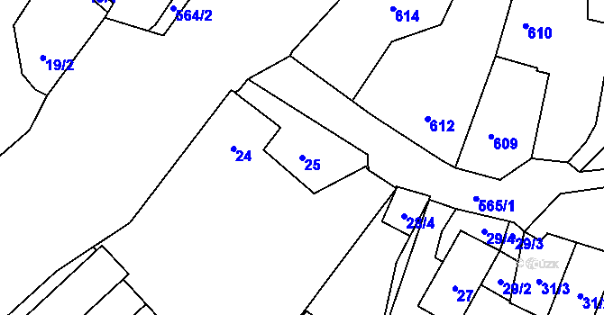 Parcela st. 25 v KÚ Povrly, Katastrální mapa