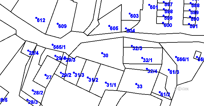 Parcela st. 30 v KÚ Povrly, Katastrální mapa
