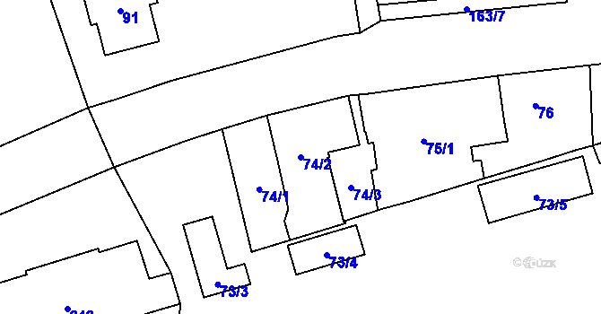 Parcela st. 74/2 v KÚ Povrly, Katastrální mapa