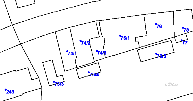 Parcela st. 74/3 v KÚ Povrly, Katastrální mapa