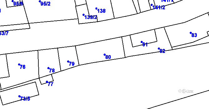 Parcela st. 80 v KÚ Povrly, Katastrální mapa