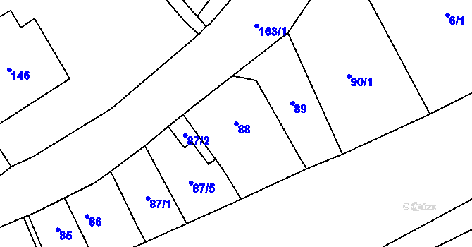 Parcela st. 88 v KÚ Povrly, Katastrální mapa
