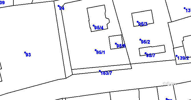 Parcela st. 95/1 v KÚ Povrly, Katastrální mapa