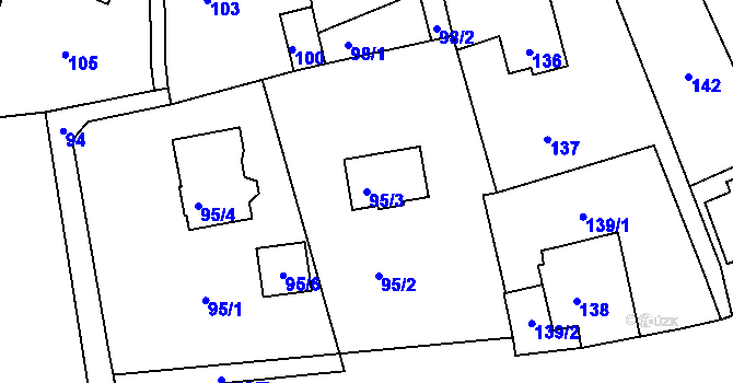 Parcela st. 95/3 v KÚ Povrly, Katastrální mapa