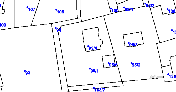 Parcela st. 95/4 v KÚ Povrly, Katastrální mapa