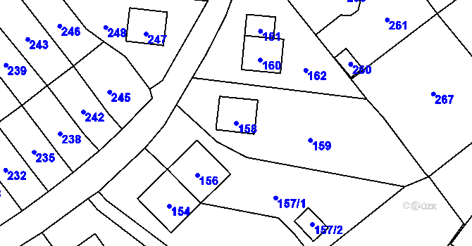 Parcela st. 158 v KÚ Povrly, Katastrální mapa