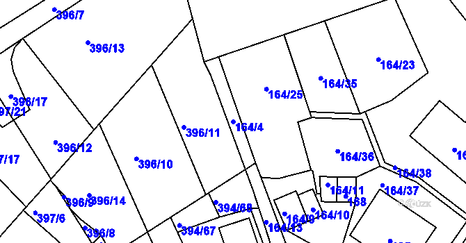 Parcela st. 164/4 v KÚ Povrly, Katastrální mapa