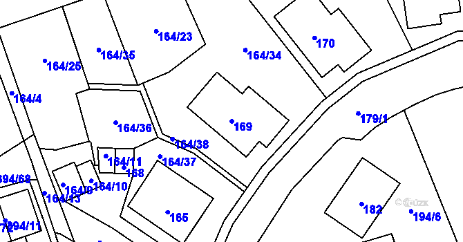 Parcela st. 169 v KÚ Povrly, Katastrální mapa