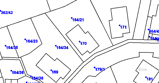 Parcela st. 170 v KÚ Povrly, Katastrální mapa