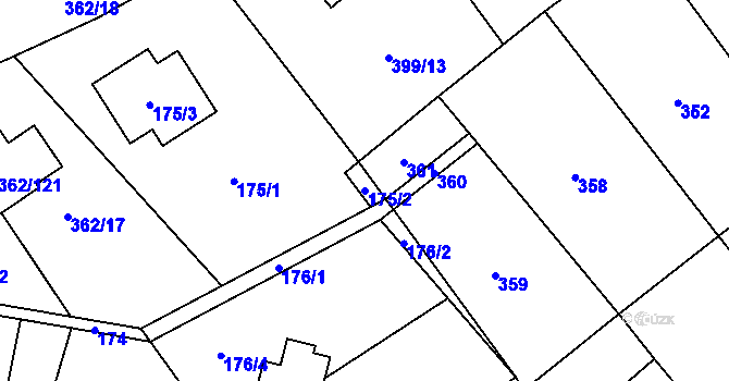 Parcela st. 175/2 v KÚ Povrly, Katastrální mapa
