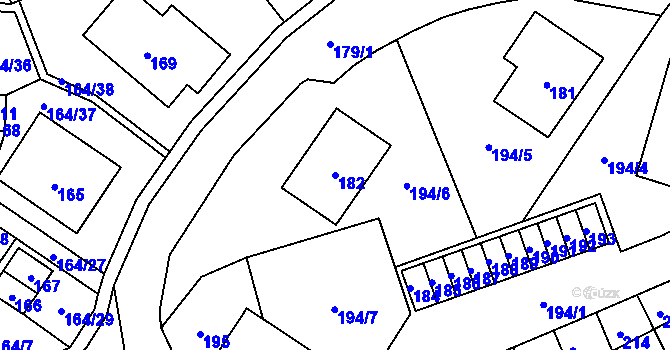 Parcela st. 182 v KÚ Povrly, Katastrální mapa
