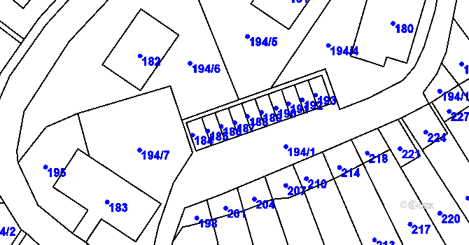 Parcela st. 187 v KÚ Povrly, Katastrální mapa