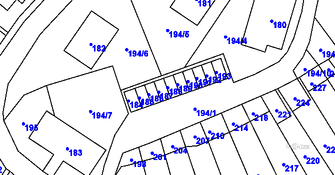 Parcela st. 188 v KÚ Povrly, Katastrální mapa