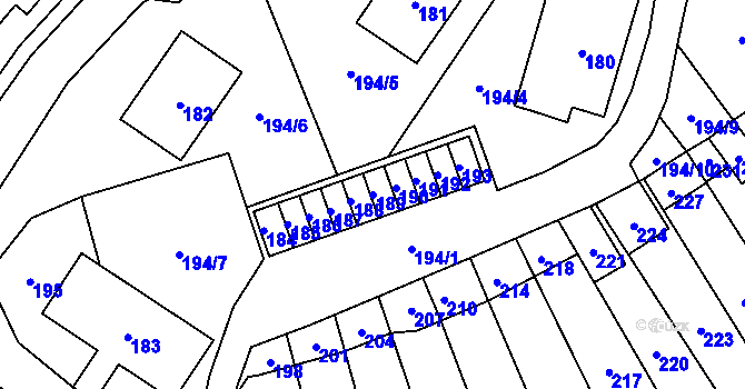 Parcela st. 189 v KÚ Povrly, Katastrální mapa