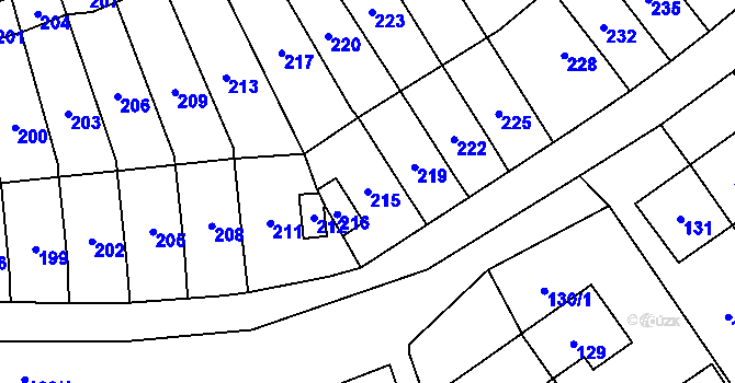 Parcela st. 215 v KÚ Povrly, Katastrální mapa