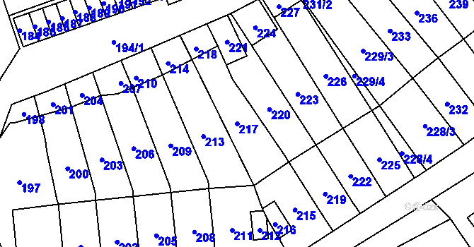Parcela st. 217 v KÚ Povrly, Katastrální mapa