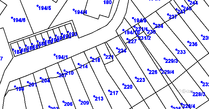 Parcela st. 221 v KÚ Povrly, Katastrální mapa