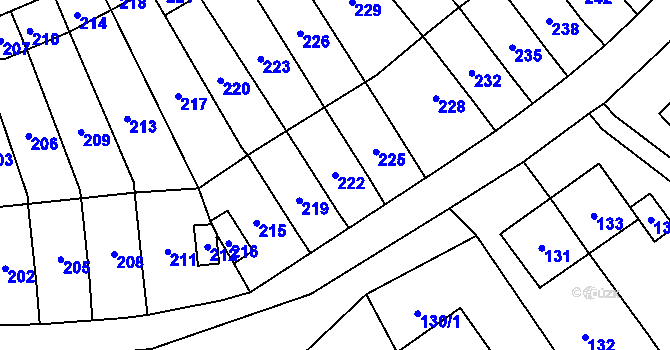 Parcela st. 222 v KÚ Povrly, Katastrální mapa