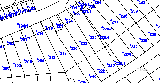 Parcela st. 223 v KÚ Povrly, Katastrální mapa