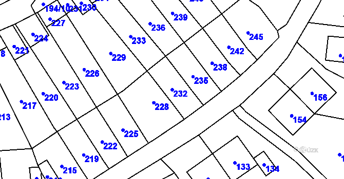 Parcela st. 232 v KÚ Povrly, Katastrální mapa